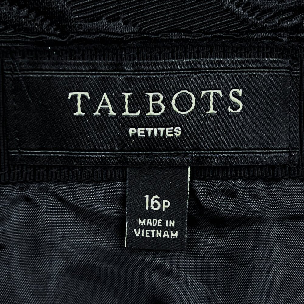 Talbots Pleated Woven Damask Jacquard A-Line Midi Skirt in Black Size 16P - NWOT - Picture 9 of 9